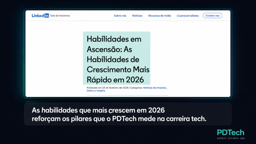 Materia do LinkedIn sobre as habilidades em ascensao em 2026