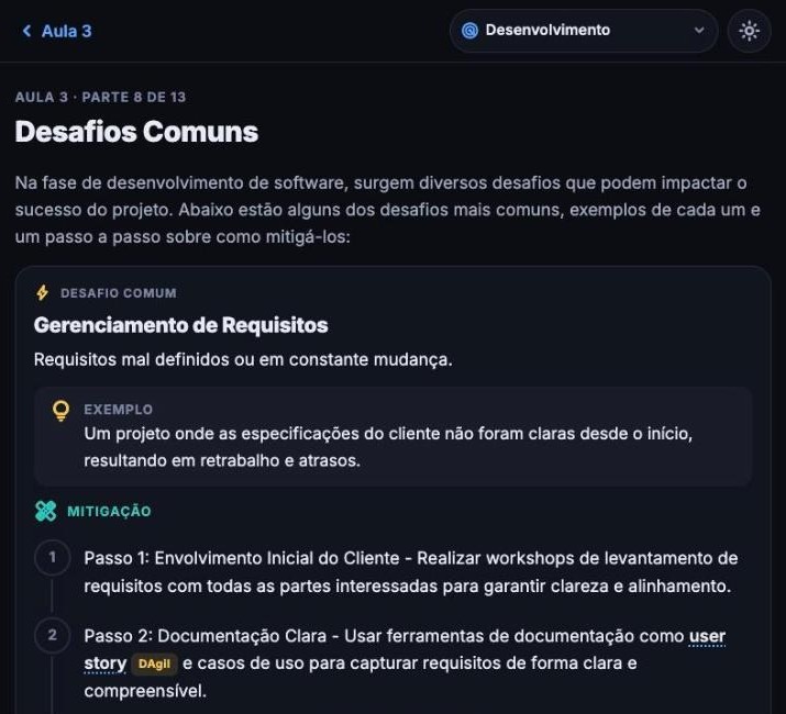 Tela do PDTech para Desenvolvimento: Desenvolvimento, fase 3. O desafio, um exemplo e a mitigação passo a passo.